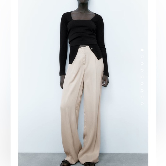 Zara Pants & Jumpsuits Zara Satin Effect Full Length Dart Pants